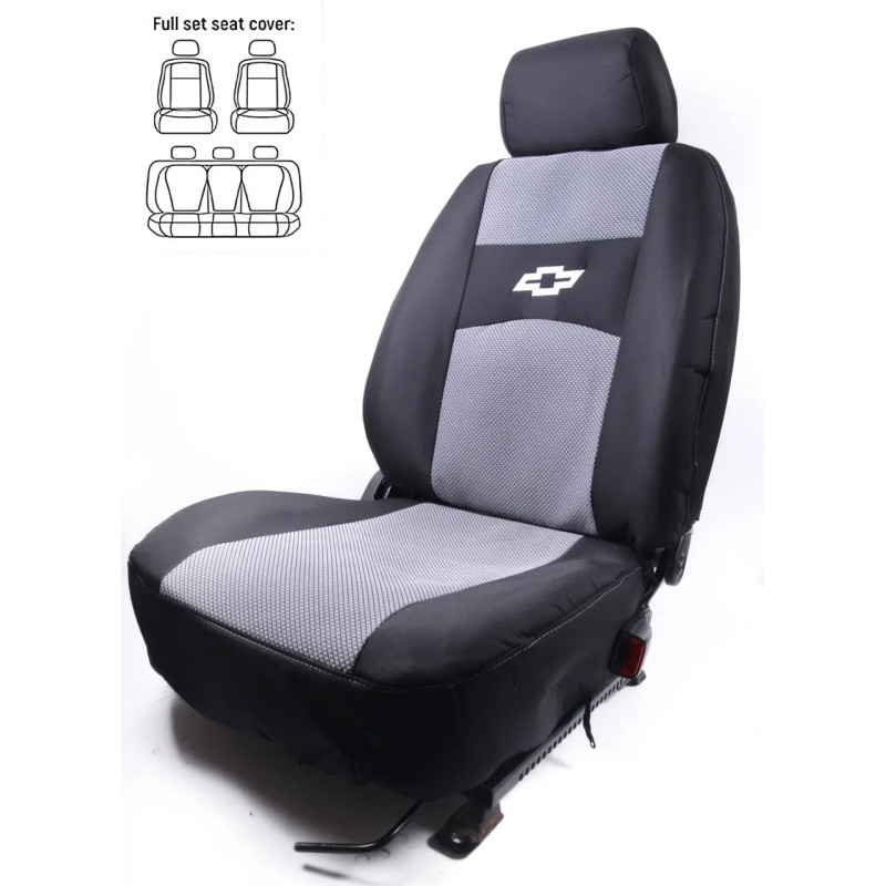 Чохли сидінь Chevrolet Aveo 2006-2012/ ZAZ VIDA "АвтоСвіт" повний комплект, чорні із сірою вставкою