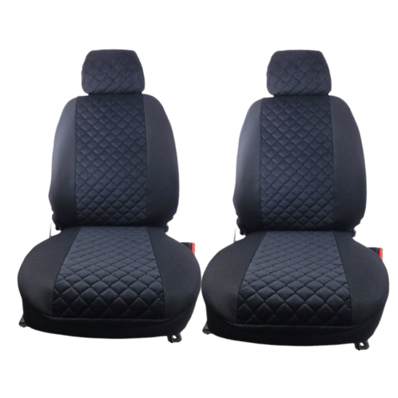 Чохли на сидіння ''A'' "LUXE MAX" Чорні - Середина Алькантара ромби чорна нитка (08-15)