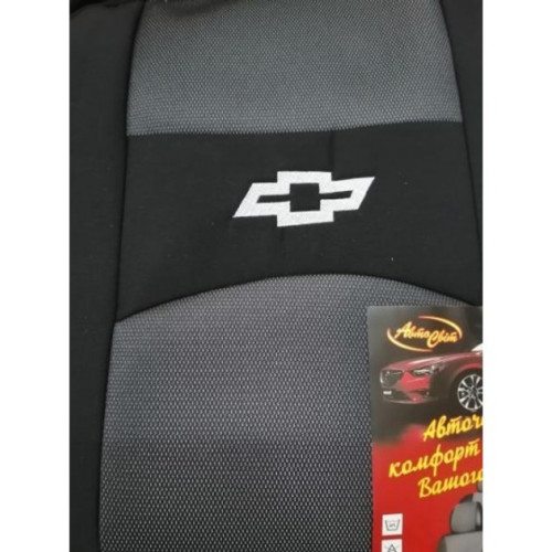 Чохли мод.Chevrolet Aveo SED 02-11/ZAZ VIDA (Підголовники) Чорний бік, центр Сірий "Автосвіт"