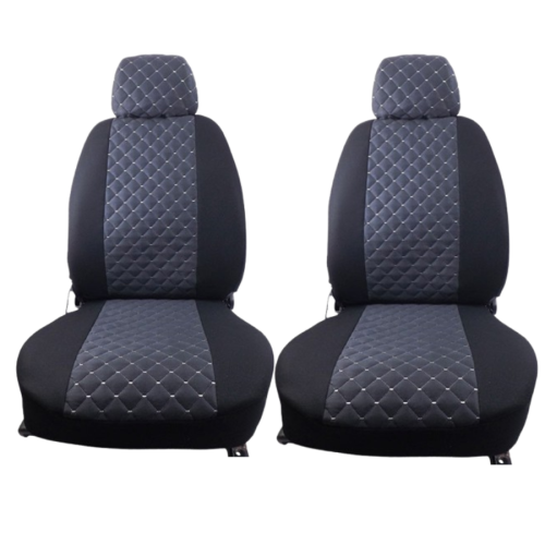 Чохли на сидіння ''A'' "LUXE MAX" Чорні - Середина Алькантара Графіт ромби біла нитка (08-15)