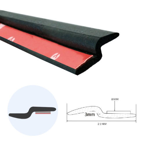 Ущільнювач низ дверей авто Z-type 21*3мм EPDM 10м