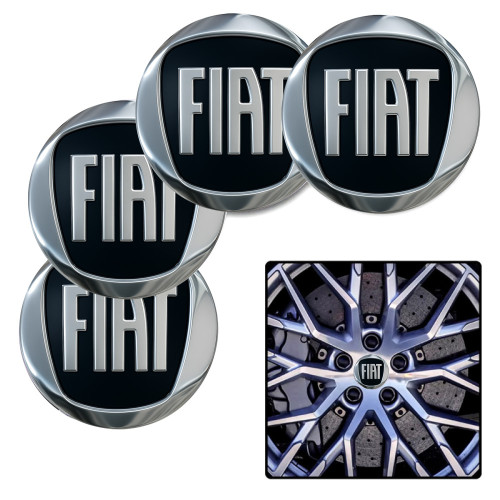 Наклейка на ковпаки FIAT 60мм чорна (4шт) Клейкі (Преміум)