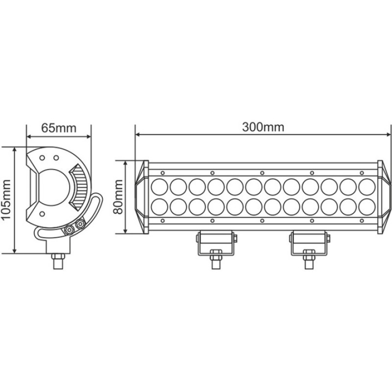 Фара-LED Прямокутник 72W 300*105*65mm (3W*24) 10-30V Ближнє/Flood 6000Lm "Brevia" 10724FX1