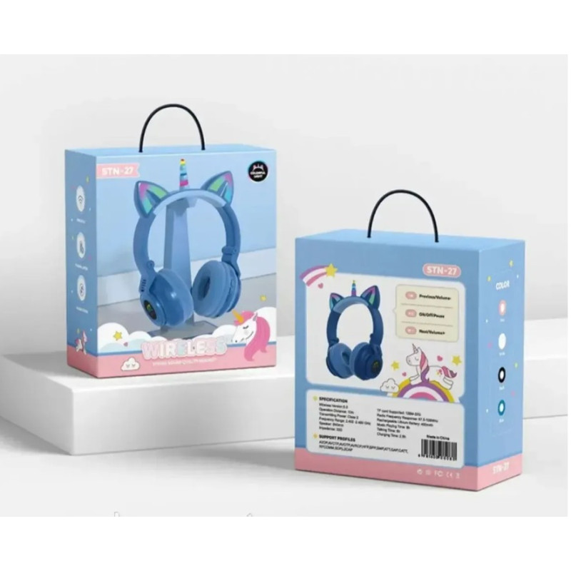 Навушники Bluetooth UNICORN LED (STN27K) Blue