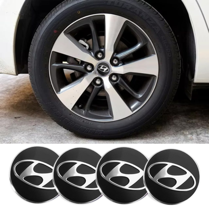 Наклейка на ковпаки Hyundai 60мм чорна (4шт) Клейкі