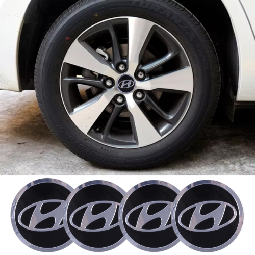 Наклейка на ковпаки Hyundai 60мм чорна (4шт) Клейкі (Преміум)