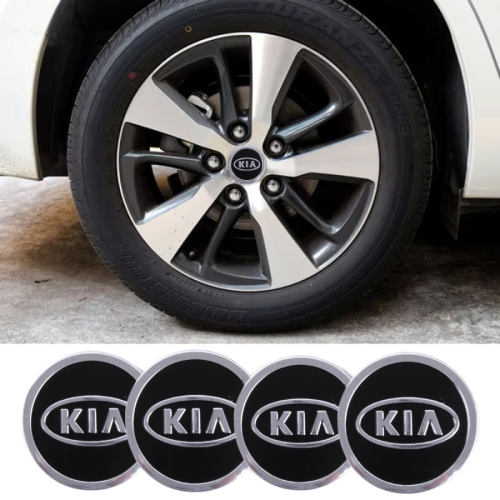 Наклейка на ковпаки KIA (90мм) чорна (4шт) Клейкі (Преміум)