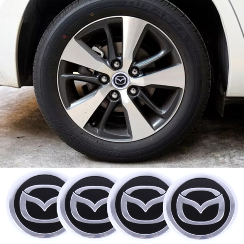 Наклейка на ковпаки MAZDA 60мм чорна (4шт) Клейкі