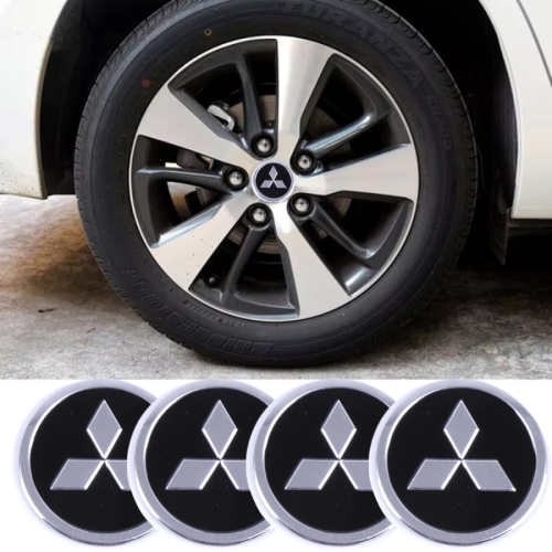 Наклейка на ковпаки Mitsubishi 60мм чорна (4шт) Клейкі