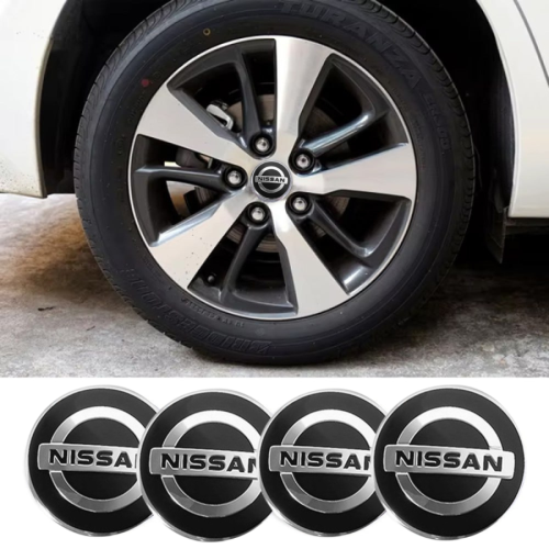 Наклейка на ковпаки NISSAN 60мм чорна (4шт) Клейкі (Преміум)