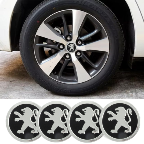 Наклейка на ковпаки PEUGEOT 60мм чорна (4шт) Клейкі (Преміум)