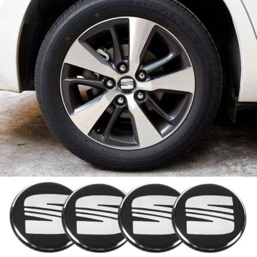 Наклейка на ковпаки Seat (60мм) чорна (4шт) Клейкі