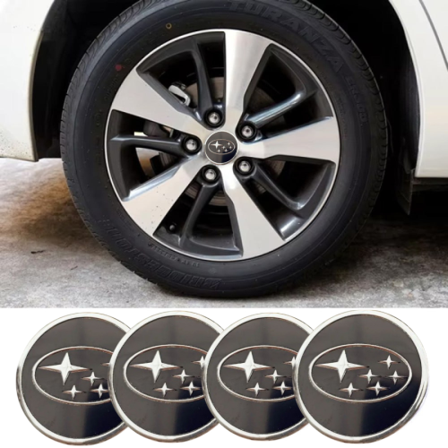Наклейка на ковпаки Subaru (60мм) чорна (4шт) Клейкі