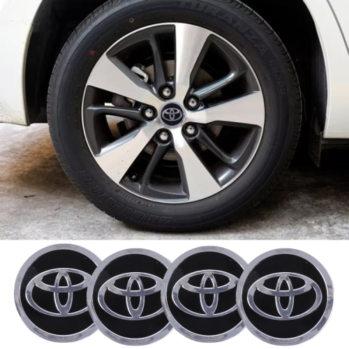 Наклейка на ковпаки Toyota 60мм чорна (4шт) Клейкі (Преміум)