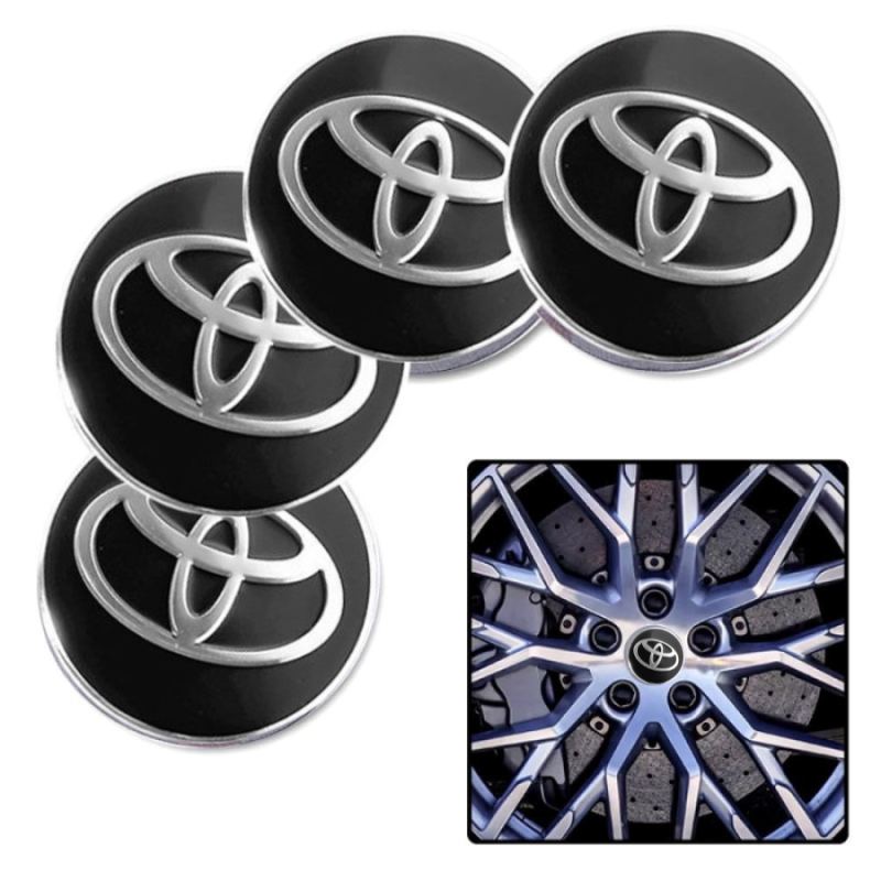 Наклейка на ковпаки Toyota 60мм чорна (4шт) Клейкі