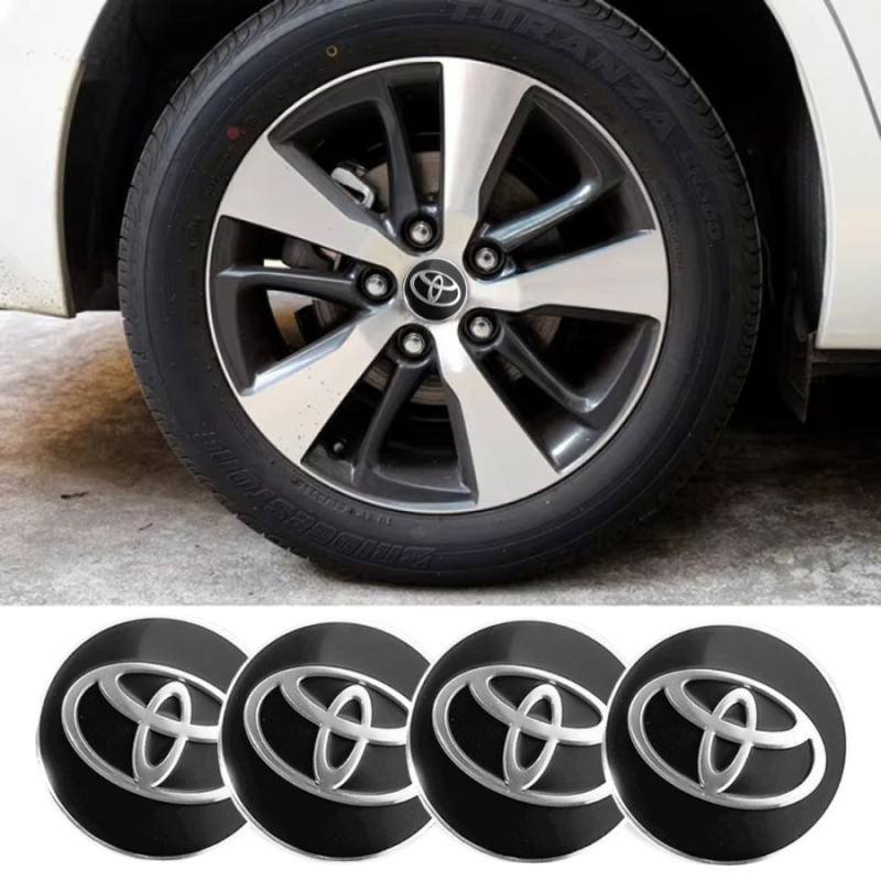 Наклейка на ковпаки Toyota 60мм чорна (4шт) Клейкі