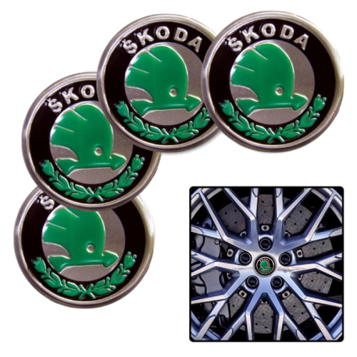 Наклейка на ковпаки SKODA (60мм) Зелена (4шт) Клейкі