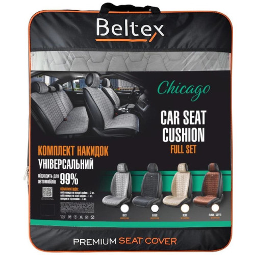 Накидки сидінь преміум класу велюр "Beltex" New York Сірий (grey) Повний комплект BX84200