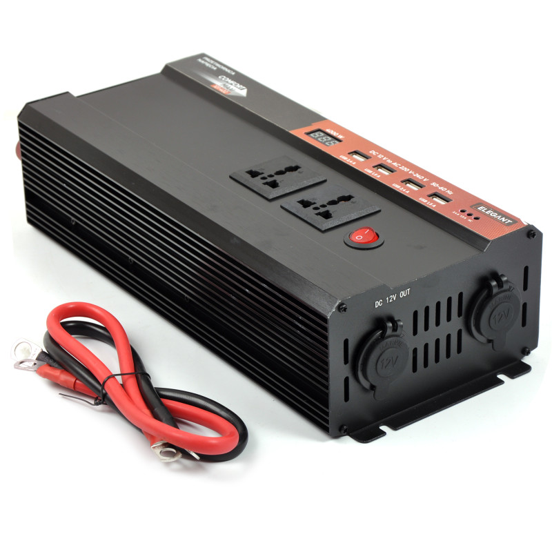 Перетворювач напруги "Elegant" 12V-220V 2000W/4000W, 4 USB, 2 Розетки 220V, 2 Розетки 12V (EL 101 402)