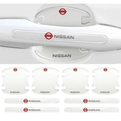 Захисні прозорі накладки під/на ручки дверей авто від подряпин Nissan силіконова (8шт)