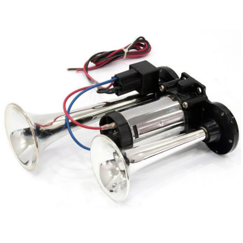 Сигнал повітряний 12v 2 дудки хром SL1020 220мм "ELEGANT"