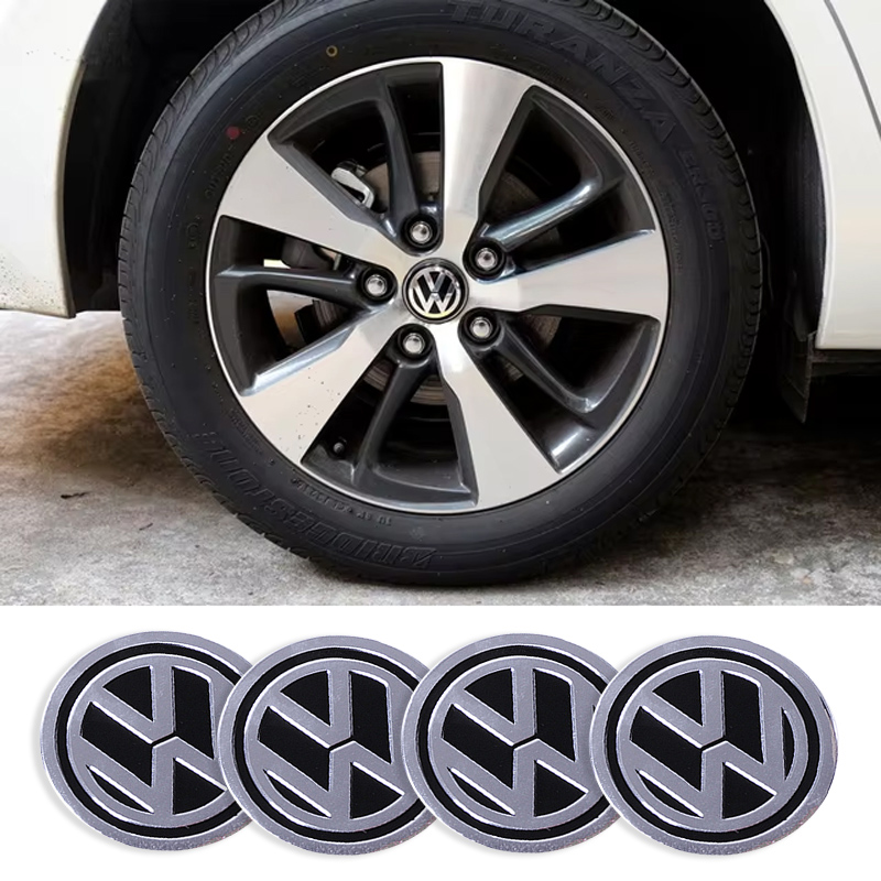 Наклейка на ковпаки Volkswagen 60мм чорна (4шт) Клейкі