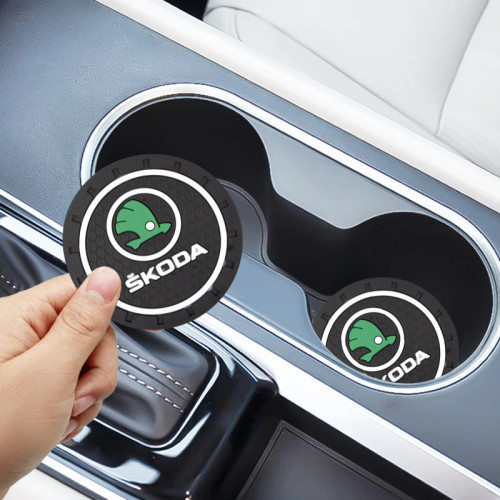 Килимки в підстаканник антиковзаючі Skoda 7см 2шт
