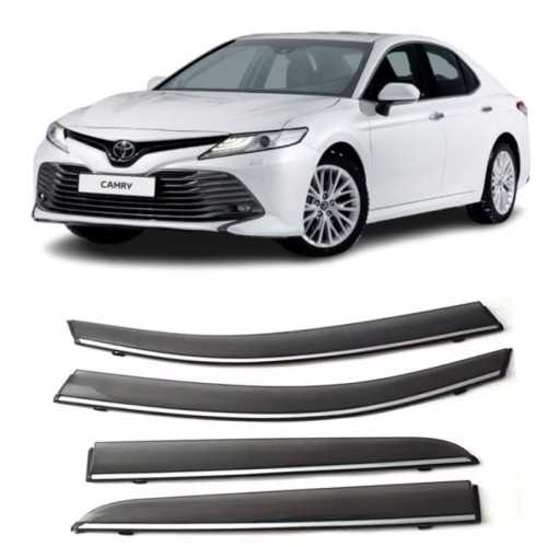 Дефлектори вікон Toyota Camry V70 SED 18-П/K скотч "FLY" (з хром смугою)