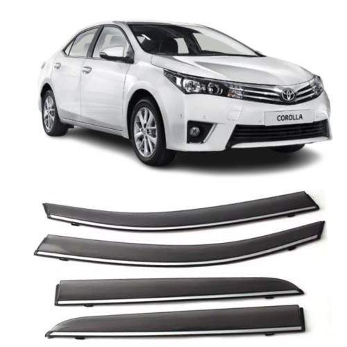 Дефлектори вікон Toyota Corolla SED 14-П/K скотч "FLY" (з хром-смугою)