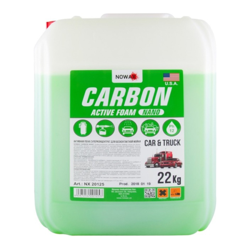 Пена для б/к мойки 22kg "Nowax" NX20125 Carbon Nano Active Foam концентрат 1:12-1:6 Пена для б/к мойки 22kg "Nowax" NX20125 Carbon Nano Active Foam концентрат 1:12-1:6