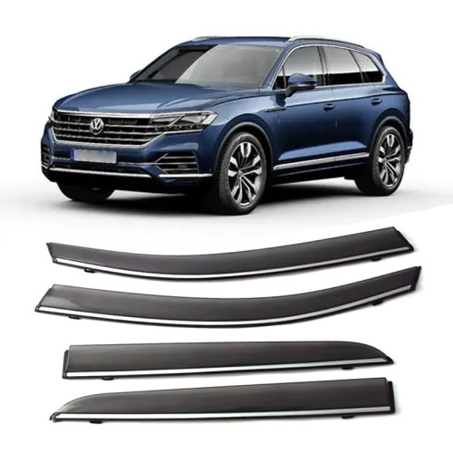 Дефлектори вікон Volkswagen Touareg 2018- повний комплект  (Молдин з нержавіючої сталі)