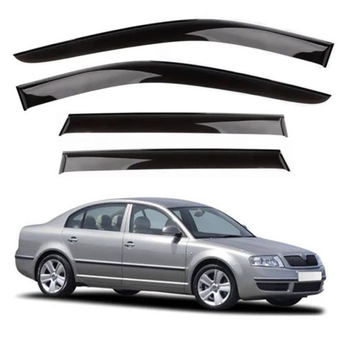 Дефлектори вікон вітровики Skoda SuperB 2002-2008 клей AV-Tuning