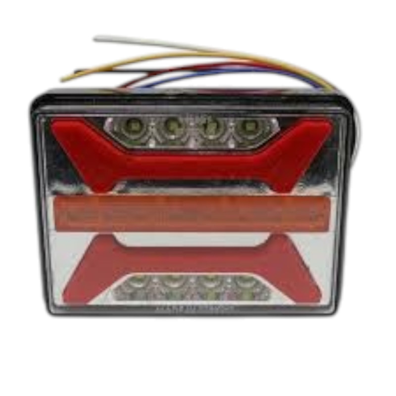 Задній ліхтар Прямокутний 12/24V (115*85*40мм) LED-12 неоновий KIR Е-527 з ПРОВОДОМ (1шт/уп)