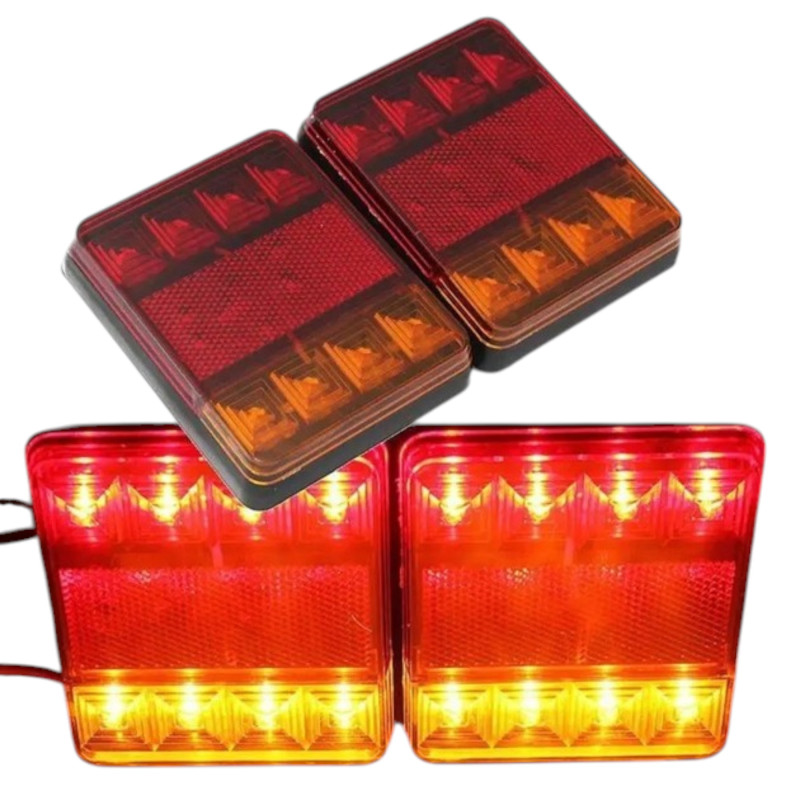 Задній ліхтар квадратний 12-24V 12,5х10см світлодіодний LED-8 (2шт) SQ-0010