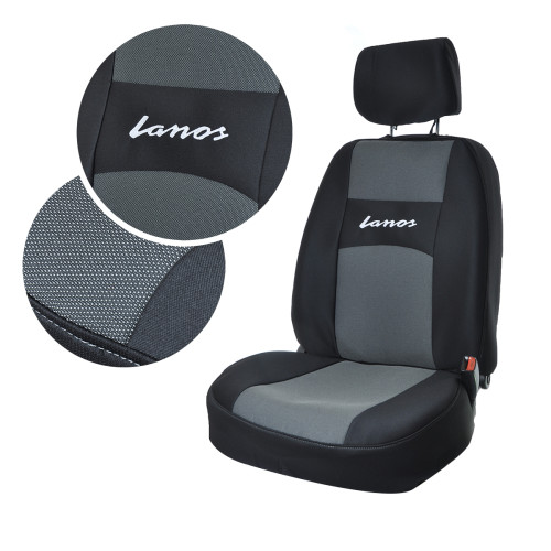 Чохли Део Ланос Daewoo Lanos з підголовниками Чорно-сірі "Автосвіт"