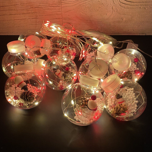 Гирлянда Штора "Снеговик" 3,0м*200Led (10 шариков) проволока, RGB (CL52M)