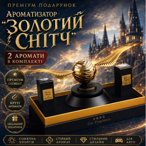 Ароматизатор багаторазовий в авто Гаррі Поттер "Золотий Снітч" 2 аромати