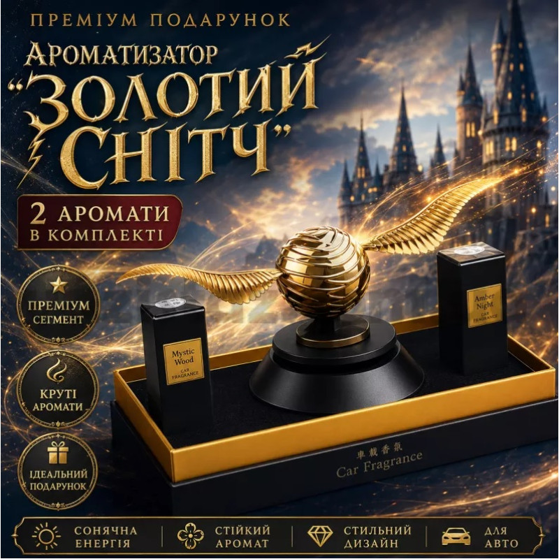 Ароматизатор багаторазовий в авто Гаррі Поттер "Золотий Снітч" 2 аромати
