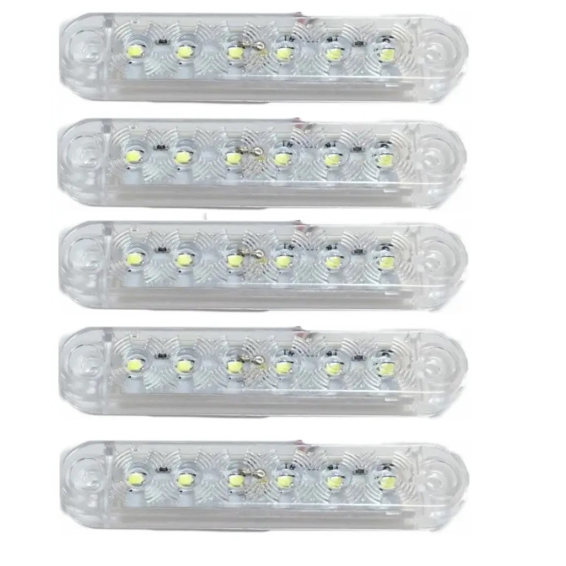 Габарит - білий - 100х20мм - 12/24V Led 6 діодів - "MRT-53" (5шт) Габарит - білий - 100х20мм - 12/24V Led 6 діодів - "MRT-53" (5шт)