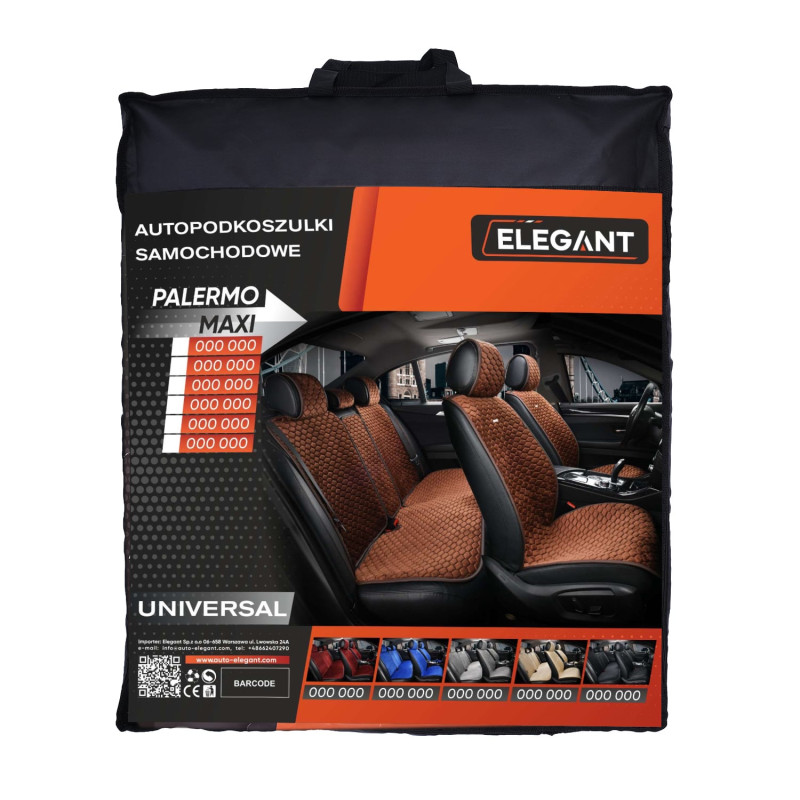 Накидки на сидіня PREMIUM Коричневий-Темний Повний комплект PALERMO (700 105) Elegant