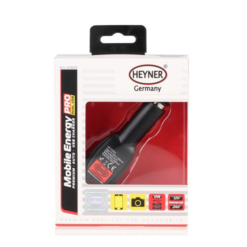 Прикурка на 2*USB (2100mA)  12/24V "Heyner"  511600