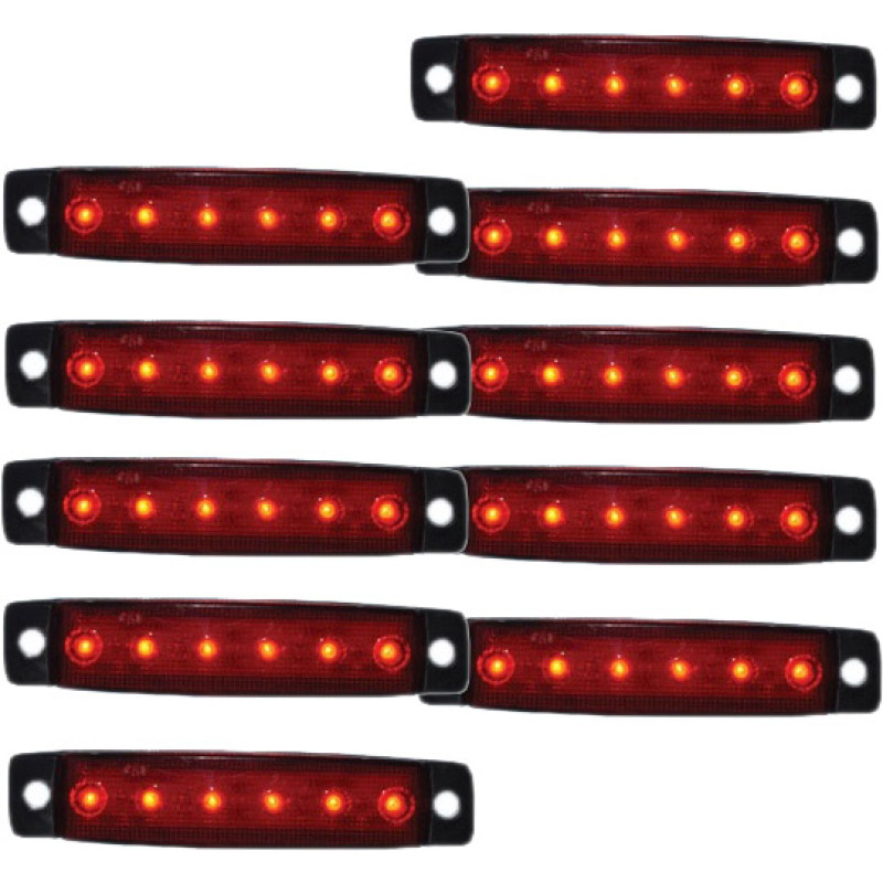 Габарит - червоний - 100х10мм - 12/24V Led 6 діодів - 201306/к (5шт/уп.)