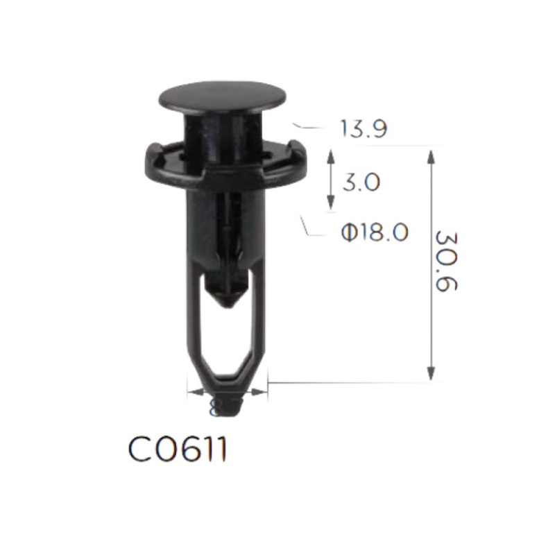 Кліпси C0611 розпірні Toyota Lexus 5216116010 5216102020 5216144010O 521610K040 (уп.100шт) Кліпси C0611 розпірні Toyota Lexus 5216116010 5216102020 5216144010O 521610K040 (уп.100шт)