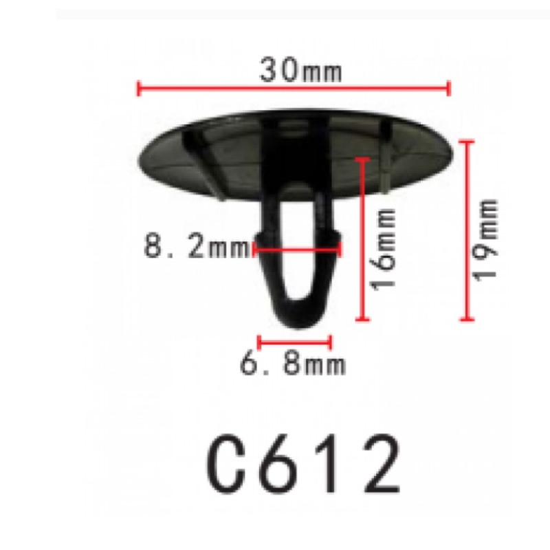 Кліпси C0612 кріплення ошивки/теплошум. капота TOYOTA, LEXUS(9046708081,90467-08081) (уп.100шт) Кліпси C0612 кріплення ошивки/теплошум. капота TOYOTA, LEXUS(9046708081,90467-08081) (уп.100шт)