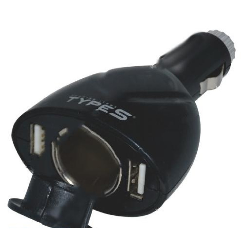 Прикурювач одинарний King KST-0226 1+2USB 12/24V Чорний