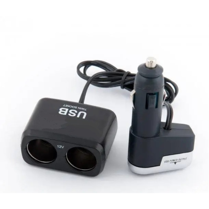 Прикурювач-двійник з подовжувачем/USB KING KSU-202 Прикурювач-двійник з подовжувачем/USB KING KSU-202