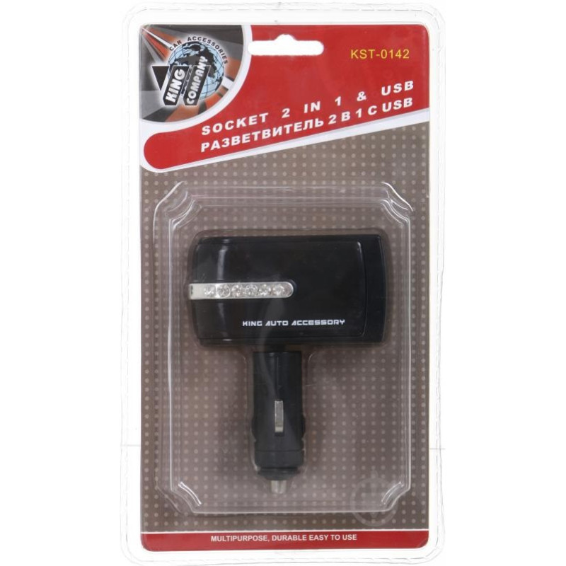 Прикурювач-двійник KST-0142 2+1USB Прикурювач-двійник KST-0142 2+1USB
