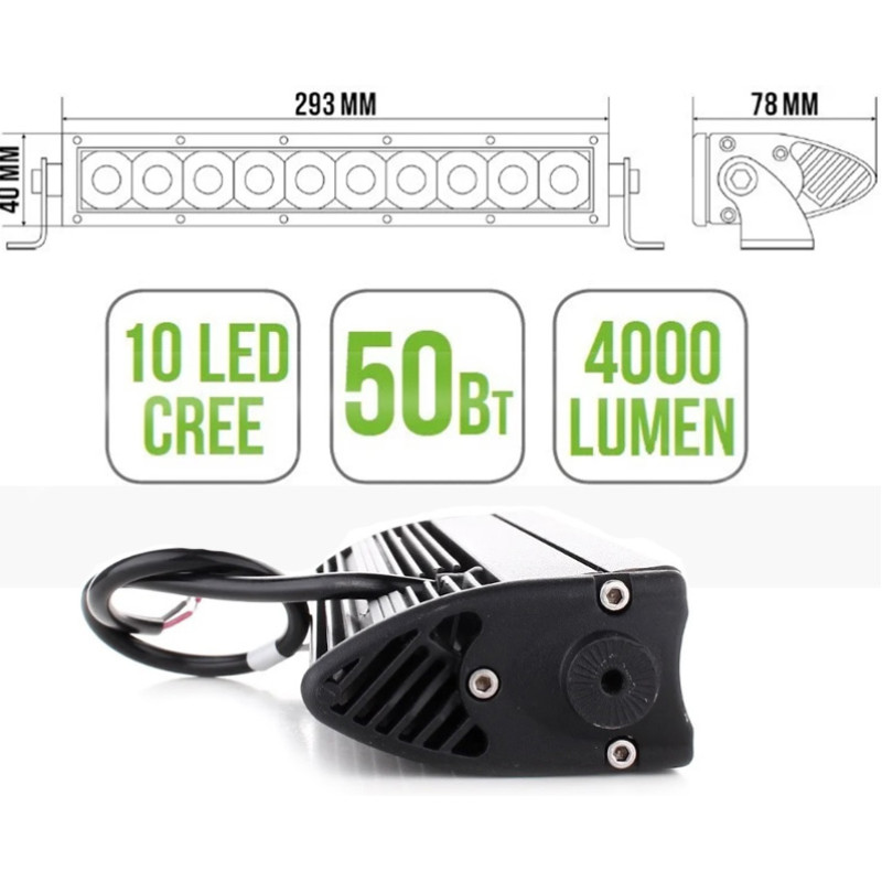 Фара-LED Балка  293*78*40мм 50W (5W*10) 10-30V Ближнє/Flood "BELAUTO" (BOL1005 Flod) (1шт)