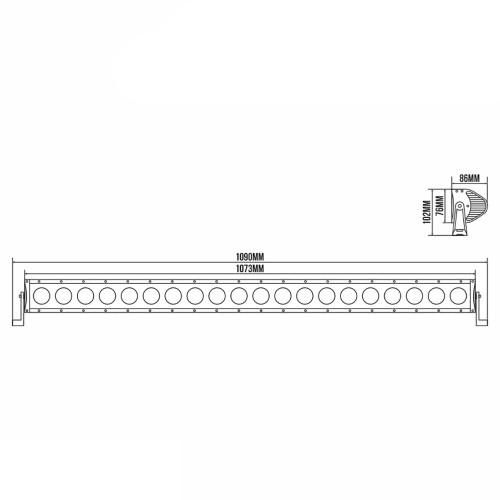Фара-LED Балка 1073*86*76mm 200W (10W*20) 10-30V Ближнє/Flood "BELAUTO" (BOL2010F) (1шт) IP69