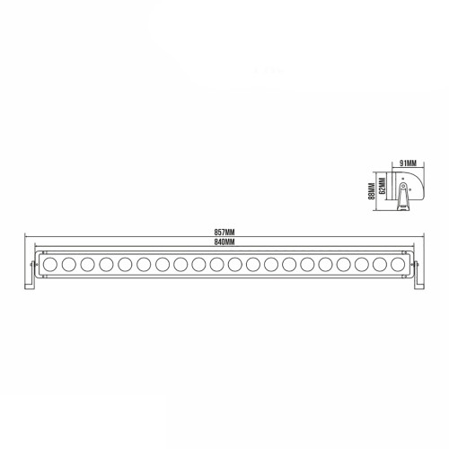 Фара-LED Балка  760*91*62mm 180W (10W*18) 10-30V Ближнє/Flood "BELAUTO" (BOL1810LF) (1шт) IP69